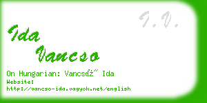 ida vancso business card